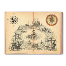 Obraz na płótnie Książka pirackaz rysunkami statków