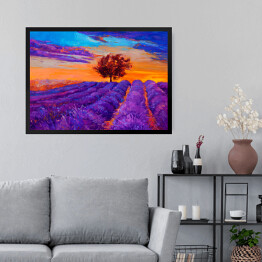 Obraz w ramie Lawendowe pola z fioletowo niebieskim niebem