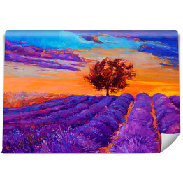 Fototapeta winylowa zmywalna Lawendowe pola z fioletowo niebieskim niebem