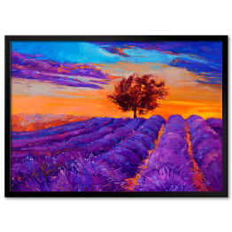 Plakat w ramie Lawendowe pola z fioletowo niebieskim niebem