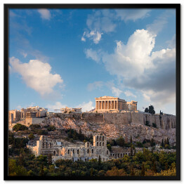 Plakat w ramie Akropol ateński w Grecji w słoneczy dzień