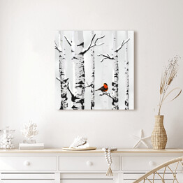 Obraz na płótnie Zimowy krajobraz z brzozami