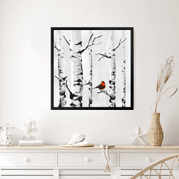 Obraz w ramie Zimowy krajobraz z brzozami