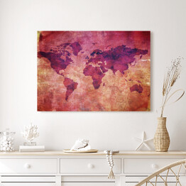Obraz na płótnie Fioletowa mapa świata w płomieniach