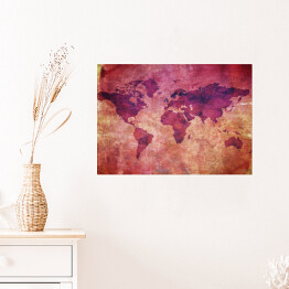 Plakat samoprzylepny Fioletowa mapa świata w płomieniach