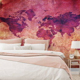 Fototapeta Fioletowa mapa świata w płomieniach