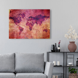 Obraz na płótnie Fioletowa mapa świata w płomieniach