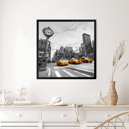 Obraz w ramie 5th Avenue z żółtymi taksówkami w Nowym Jorku 