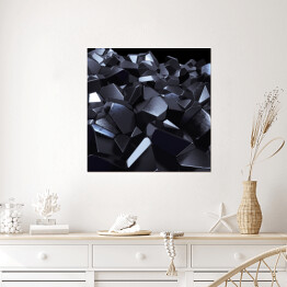Plakat samoprzylepny Czarna geometryczna abstrakcja 3D