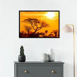 Plakat w ramie Pomarańczowa poświata afrykańskiego zachodu słońca