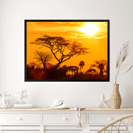 Obraz w ramie Pomarańczowa poświata afrykańskiego zachodu słońca
