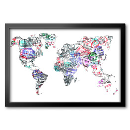 Mapa świata - znaczki paszportowe