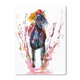 Obraz na płótnie Jeździec na koniu - kolorowa akwarela