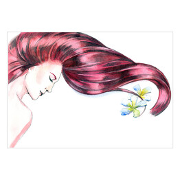 Zrelaksowana kobieta z kwiatami we włosach