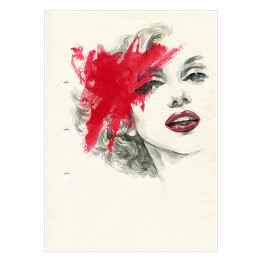 Plakat samoprzylepny Kobieta w odcieniach szarości z czerwonymi ustami