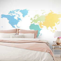 Fototapeta Mapy świata z kontynentami w różnych kolorach