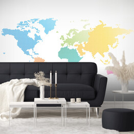 Fototapeta Mapy świata z kontynentami w różnych kolorach
