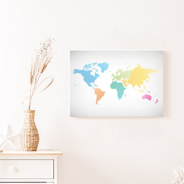 Obraz na płótnie Mapy świata z kontynentami w różnych kolorach