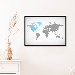 Plakat w ramie Ameryka Północna na mapie świata