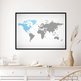Plakat w ramie Ameryka Północna na mapie świata