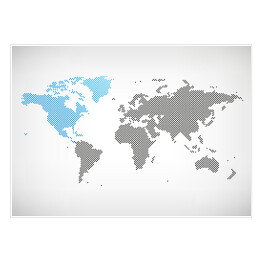 Plakat samoprzylepny Ameryka Północna na mapie świata