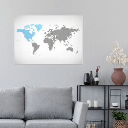 Plakat samoprzylepny Ameryka Północna na mapie świata