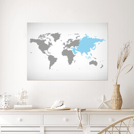 Plakat samoprzylepny Asia na mapie świata