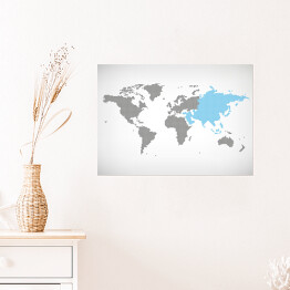 Plakat samoprzylepny Asia na mapie świata