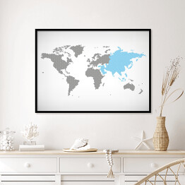 Plakat w ramie Asia na mapie świata