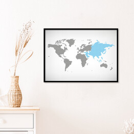 Plakat w ramie Asia na mapie świata