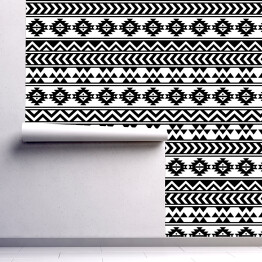 Tapeta w rolce Biało czarne azteckie wzory