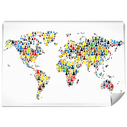 Fototapeta winylowa zmywalna Mapa świata z kolorowych sylwetek ludzi