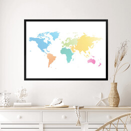 Obraz w ramie Mapa świata z kropkowych kolorów