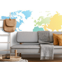 Fototapeta samoprzylepna Mapa świata z kropkowych kolorów