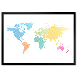 Plakat w ramie Mapa świata z kropkowych kolorów