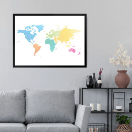 Obraz w ramie Mapa świata z kropkowych kolorów