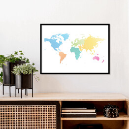 Plakat w ramie Mapa świata z kropkowych kolorów