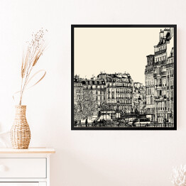 Obraz w ramie Szkic widoku na Paryż
