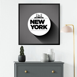 Obraz w ramie Minimalistyczna panorama w kole - Nowy Jork