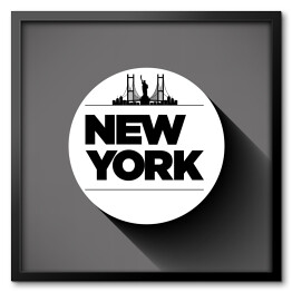 Obraz w ramie Minimalistyczna panorama w kole - Nowy Jork