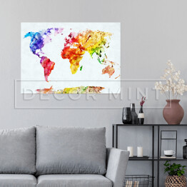 Plakat samoprzylepny Mapa świata - akwarela