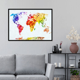 Plakat w ramie Mapa świata - akwarela