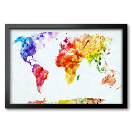 Obraz w ramie Mapa świata - akwarela