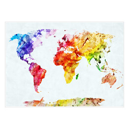 Plakat Mapa świata - akwarela