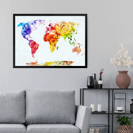 Obraz w ramie Mapa świata - akwarela
