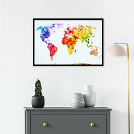 Plakat w ramie Mapa świata - akwarela