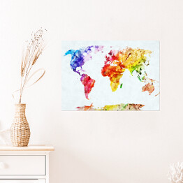 Plakat samoprzylepny Mapa świata - akwarela