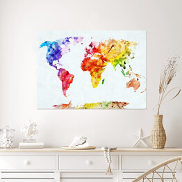 Plakat Mapa świata - akwarela