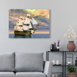 Obraz klasyczny Okazała łódź na tle pochmurnego nieba
