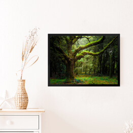 Obraz w ramie Drzewo pokryte mchem
